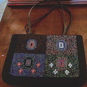 90s Vintage Y&S Beaded Color Block 2 Sided Shoulder Bag Like New